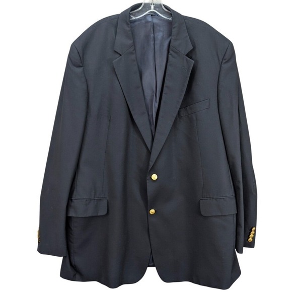 Brooks Brothers Brooksease Blazer Loro Piana Mens Wool Gold Buttons Navy Size XL